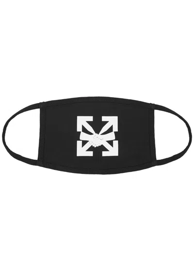 Off-white Arrow Agreement Printed Cotton Face Mask In Black