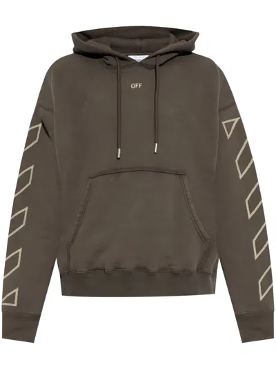 Off-white Arrow Appliqué Cotton Hoodie In Brown