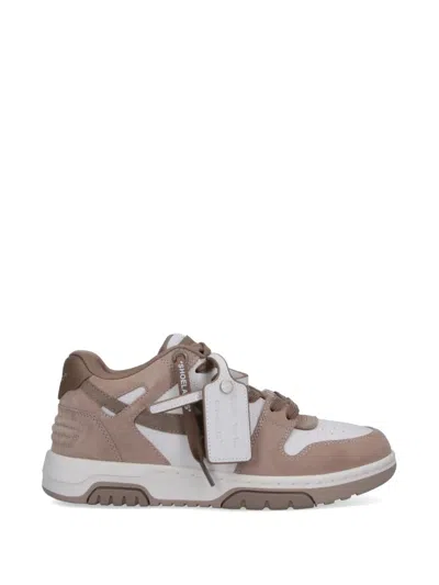 Off-white Rounded Toe Low-top Sneakers With Iconic Arrow Logo In Neutral