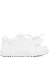 Off-white Monochromatic Leather Sneakers With Textured Sole In White