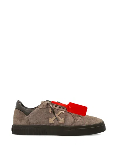 Off-white Taupe Vulcanized Low Suede Sneakers In Brown