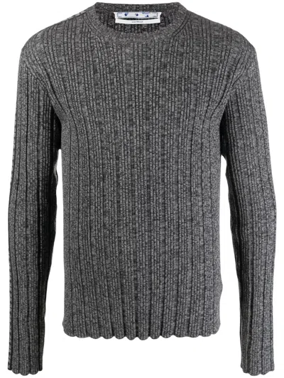 Off-white Wool-cotton Blend Crewneck In Grey