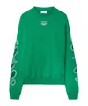 Off-white Arrow Bandana-embroidered Cotton Sweatshirt In Green