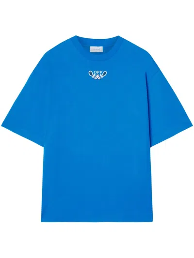 Off-white Graphic Back Crew Neck Short Sleeve T-shirt In Blue