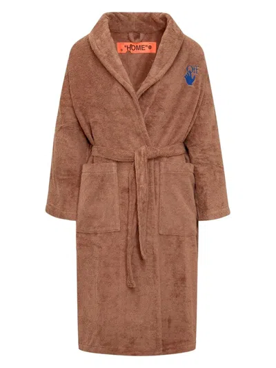 Off-white Arrow Bathrobe In Brown