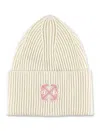 Off-white Arrow Beanie In Ivory Pinik