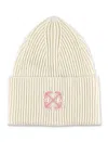 Off-white Arrow Beanie In Ivory Pinik