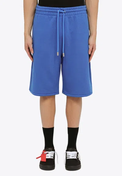Off-white Bandana Arrow Cotton Shorts In Blue