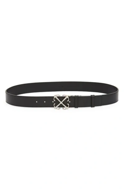 Off-white Arrow Buckle Leather Belt In Black