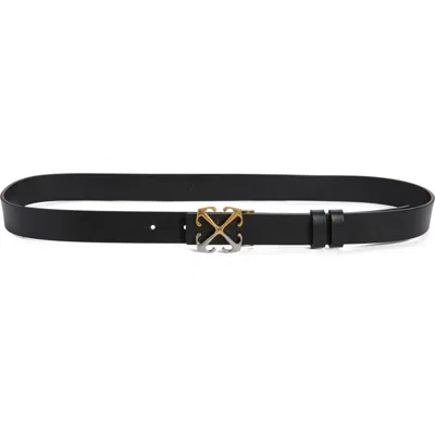 Off-white Arrow Buckle Leather Belt In Multi