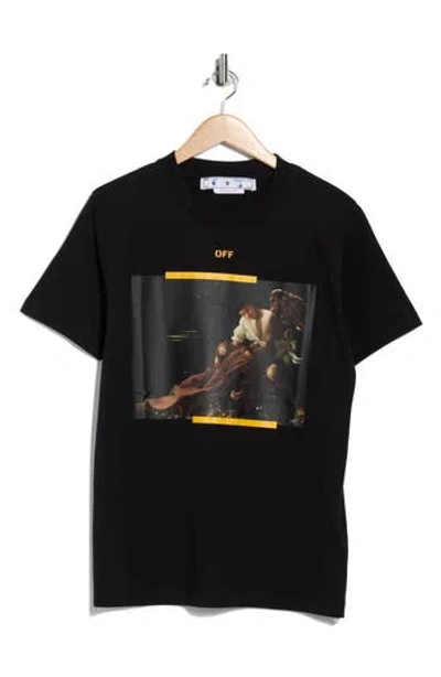 Off-white Arrow Caravaggio St. Fran Cotton Graphic T-shirt In Black