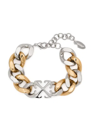Off-white Bicolor Arrow Chain Bracelet In Silver