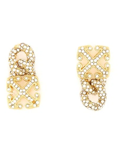 Off-white Arrow Chain" Earrings In Brown