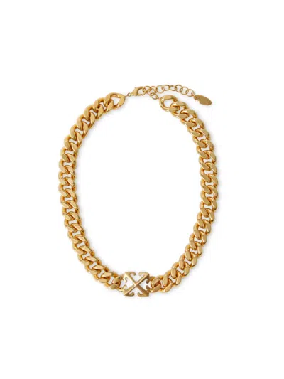 Off-white Arrow Chain Necklace In Gold