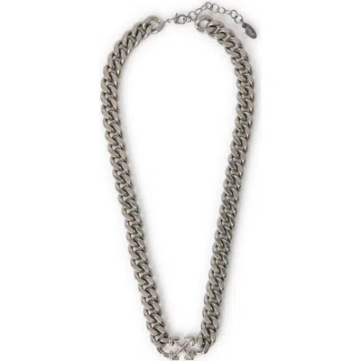 Off-white Arrow Chain Necklace In Metallic