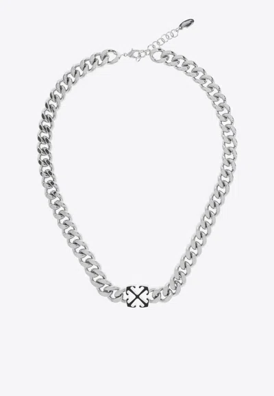 Off-white Arrow Chain Necklace In Silver