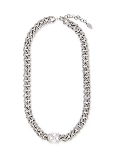 Off-white Arrow Chain Necklace In Silver