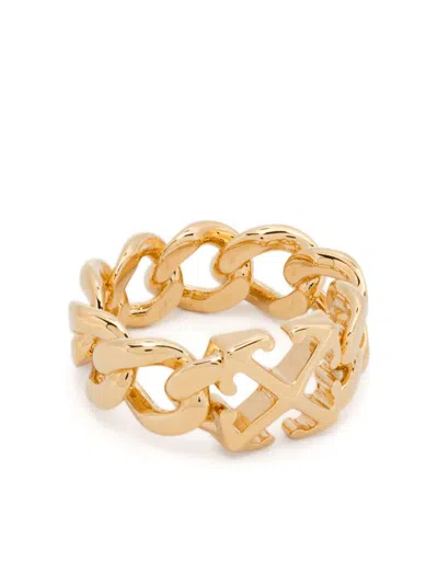 Off-white Arrow Chain Ring In Gold