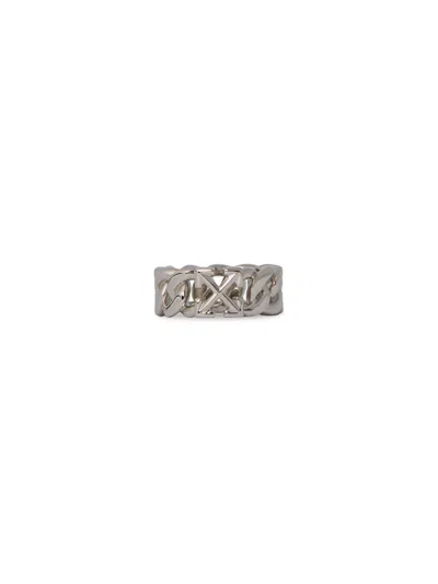 Off-white Arrow Chain Ring In Silver