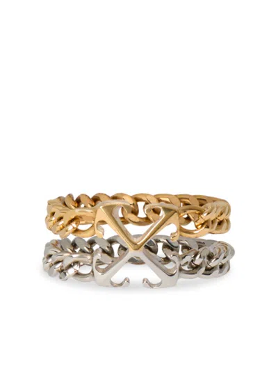 Off-white Arrow Chain Ring In Silver