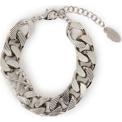 Off-white Arrow Chain Textured Bracelet In Silver