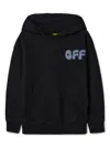 Off-white Black Hoodie With Logo Lettering On The Front In Cotton Boy In Black
