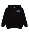 Off-white Black Hoodie With Logo Lettering On The Front In Cotton Boy In Blackre
