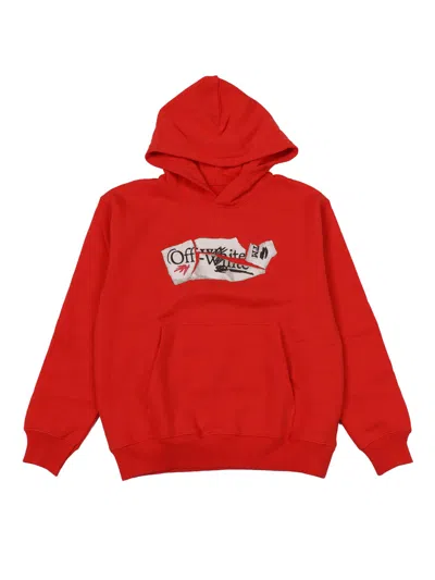 Off-white Kids' Arrow Collage Hoodie Red - White
