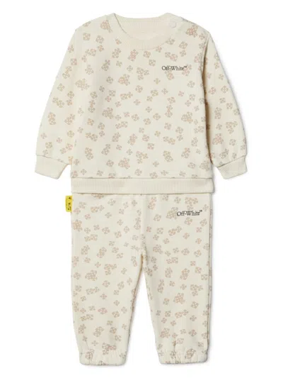 Off-white Babies' Arrow Crazy Cotton Tracksuit Set In Neutral