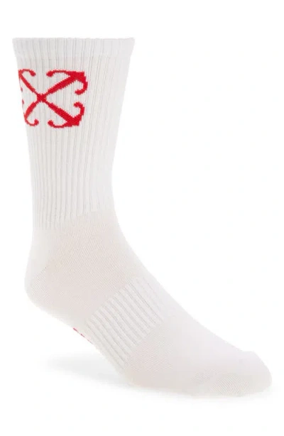 Off-white Arrow Crew Socks In White - High Ris