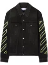 Off-white Diagonal Arrow Outline Embroidered Denim Skate Jacket In Black