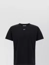 Off-white Short-sleeve Black T-shirt With Abstract Brushstroke Design In Black