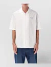 Off-white Brush Arrow Poplin Bowling Shirt With Embroidered Logo In White