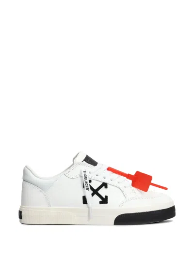 Off-white Textured Leather New Vulcanized Low-top Sneakers In White