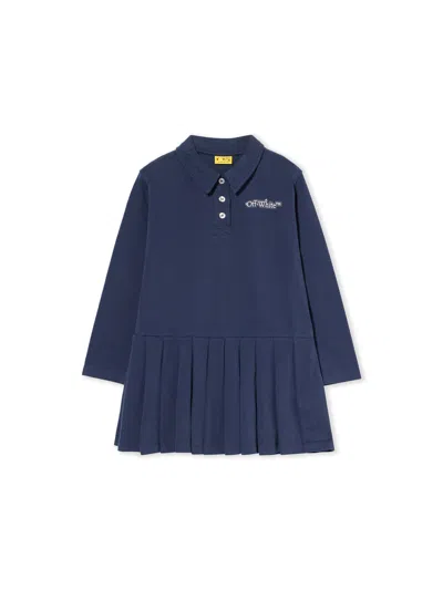 Off-white Arrow Dotline Polo Dress In Blue