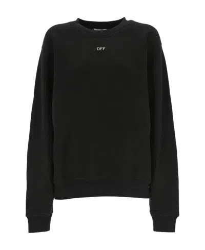 Off-white Arrow-embroidered Cotton Sweatshirt In Black