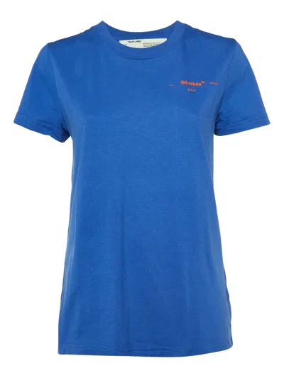 Pre-owned Off-white Arrow-embroidered Cotton T-shirt In Blue