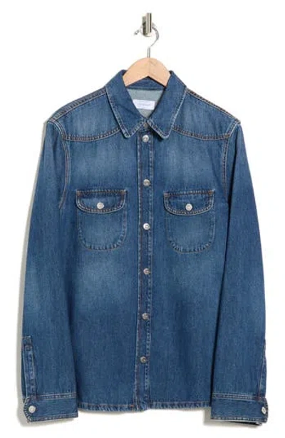 Off-white Arrow Embroidered Skinny Denim Shirt In Blue