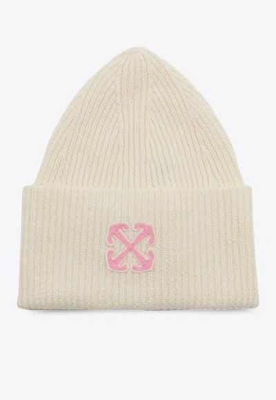 OFF-WHITE ARROW EMBROIDERED WOOL BEANIE