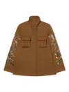 Off-white Floral-arrow Print Utility Jacket In Brown