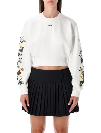Off-white Arrow Flower Long Sleeve Fleece Sweatshirt In White