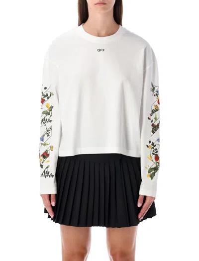Off-white Floral Graphic Long Sleeve Top In White