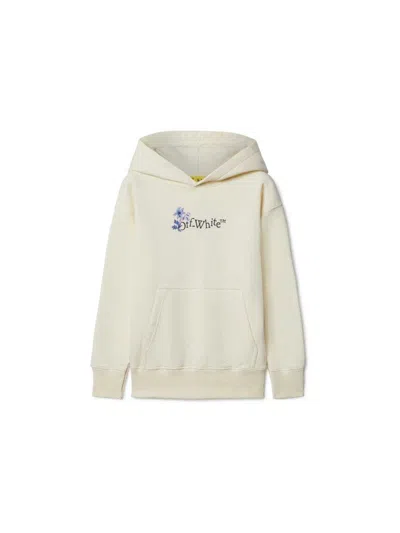 Off-white Arrow Flowers Cotton Hoodie In White
