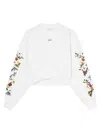 Off-white Arrow Flower Cropped Crew Neck Logo Sweatshirt In Multi