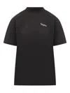 Off-white Black T-shirt With Embroidered Floral Mini Logo In Black