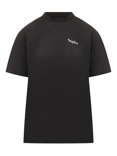 OFF-WHITE OFF WHITE ARROW GLASS FLOWER COTTON T-SHIRT