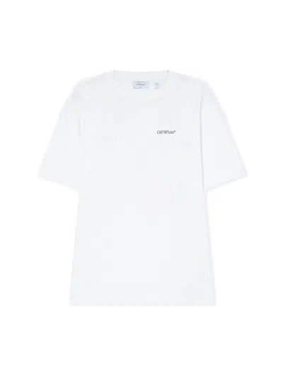Off-white Crew Neck Cotton Floral Back T-shirt In White