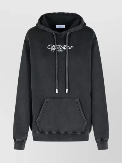 Off-white 'arrow' Graphic Hooded Sweatshirt With Kangaroo Pocket In Black