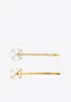 Off-white Crystal Arrow Hair Clip Duo In Gold
