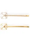 Off-white Crystal Arrow Hair Clip Duo In Gold